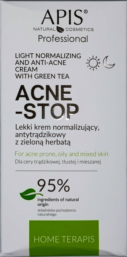 نمای جلویی جعبه کرم ضد آکنه APIS Acne-Stop مناسب پوست چرب و مختلط