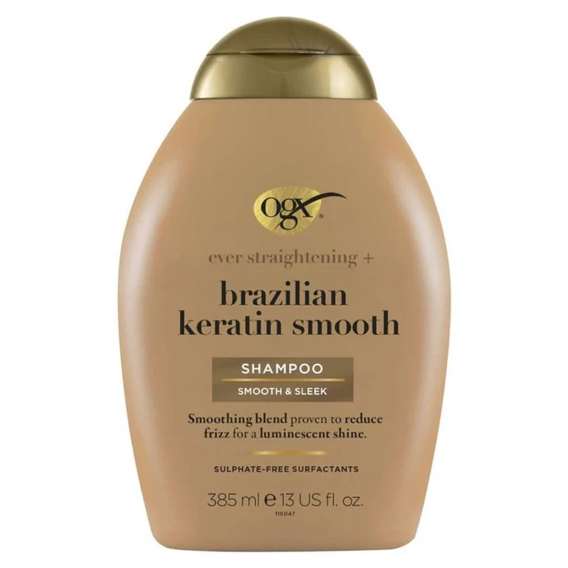 شامپو او جی ایکس OGX کراتین مدل brazilian keratin smooth ساخت آمریکا حجم 385 میلی لیتر